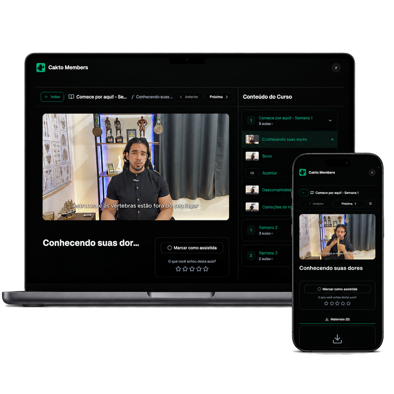 Plataforma online acessível no computador e celular