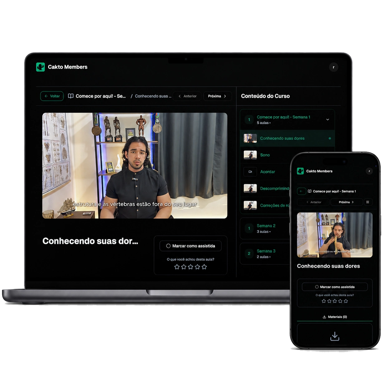 Plataforma online acessível no computador e celular