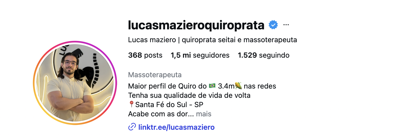 Perfil do Lucas Maziero no Instagram